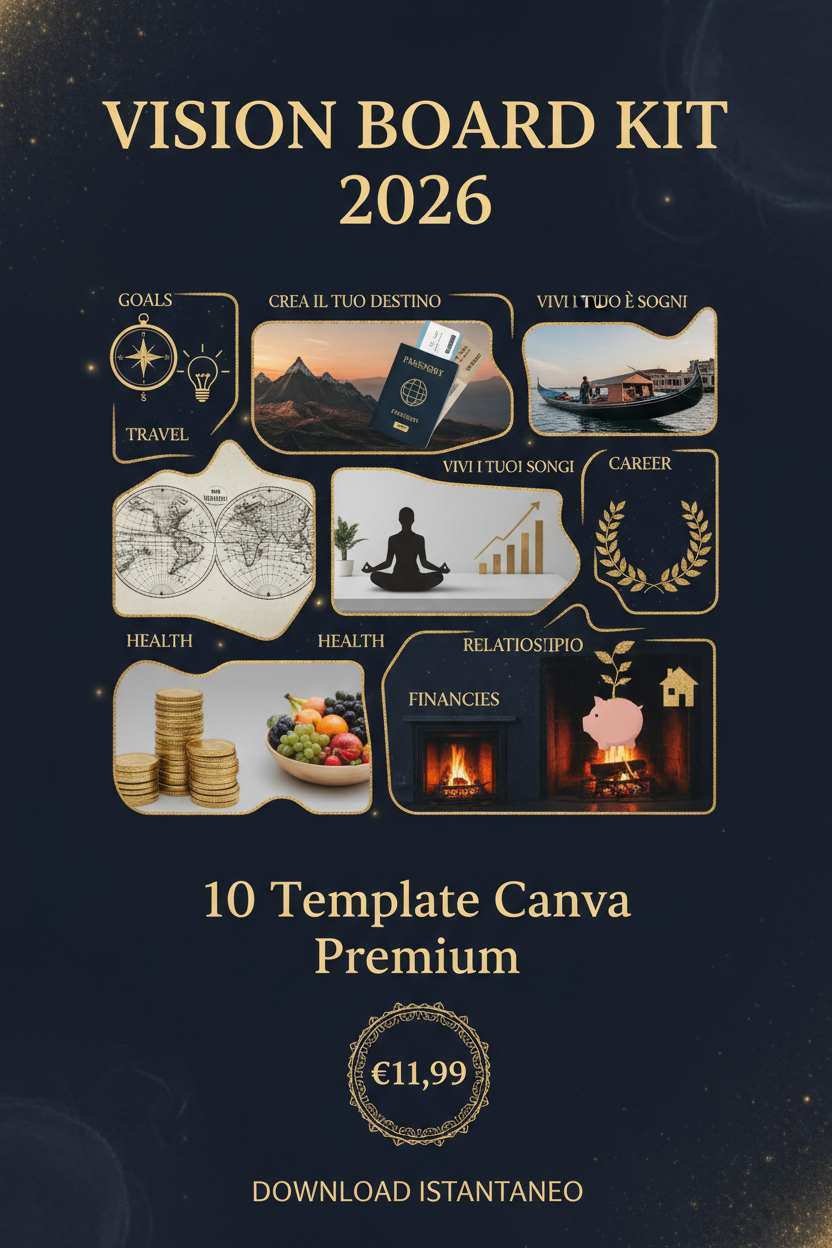 Vision Board Kit Canva 2026 – Crea i Tuoi Obiettivi con Stile | Template Premium