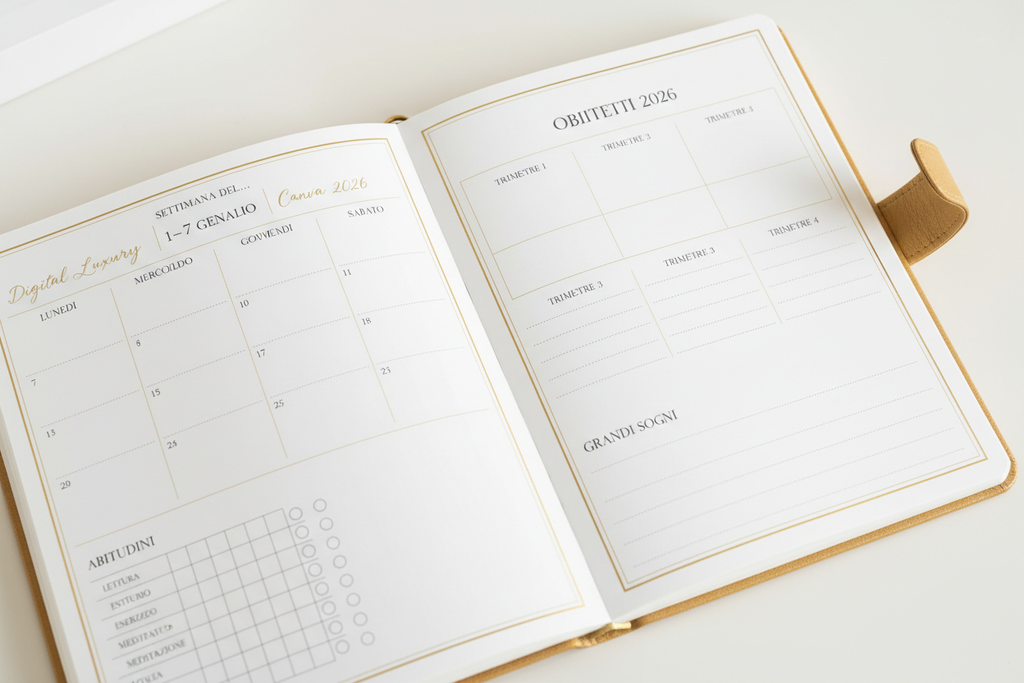 Digital Luxury Planner Canva 2026 — Agenda Numérique Premium Personnalisable (PDF + Canva)