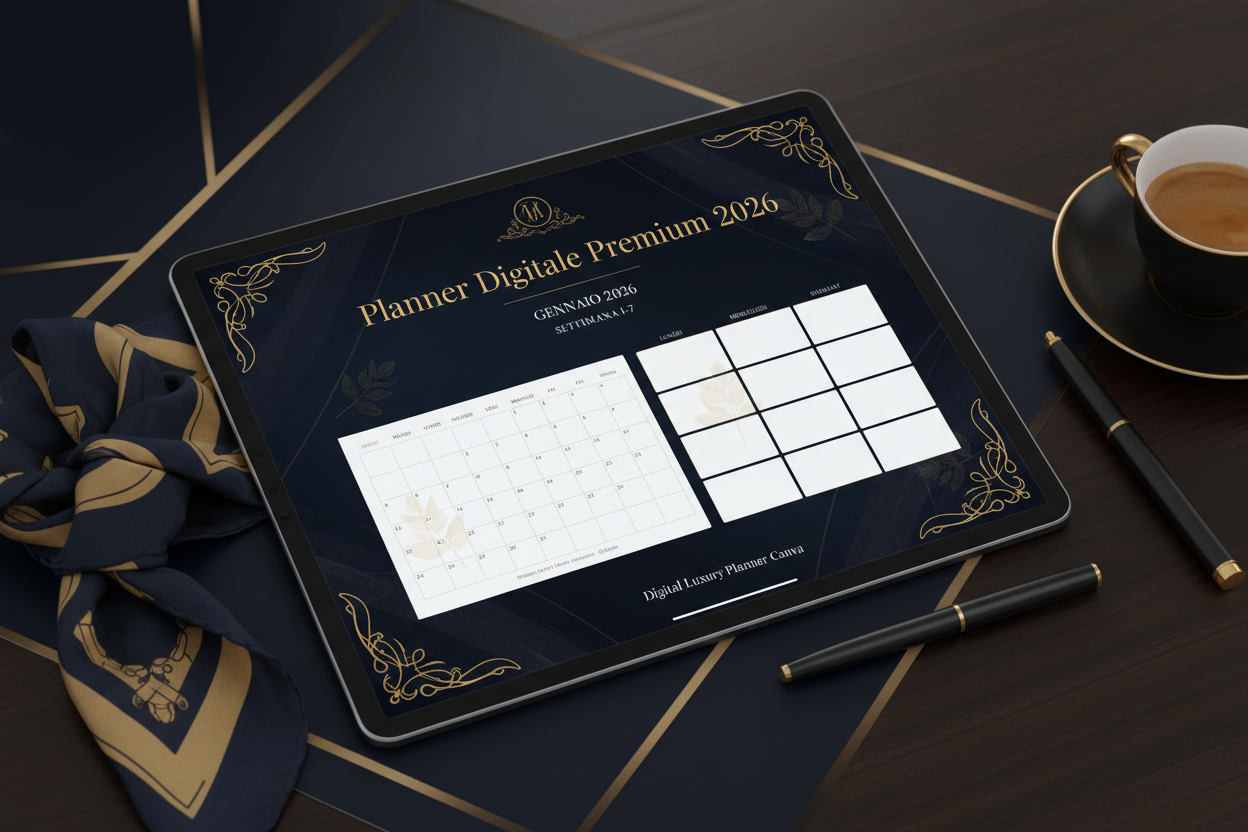 Digital Luxury Planner Canva 2026 — Planner Digitale Premium Personalizzabile (PDF + Canva)